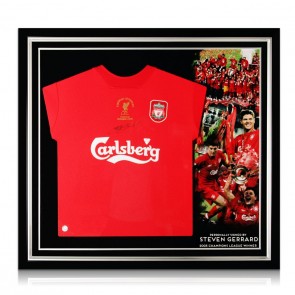 Steven Gerrard Signed Liverpool 2005 Shirt . Premium Framed