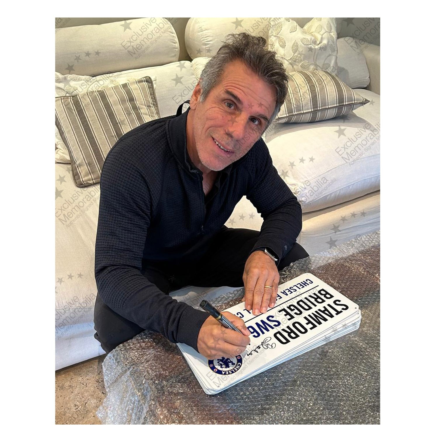 Gianfranco Zola Signed Chelsea Street Sign. Damaged F