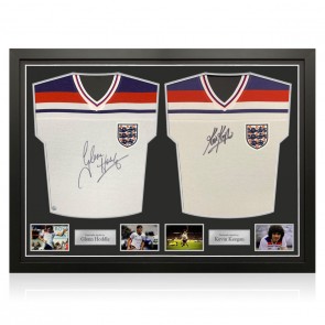 Glenn Hoddle And Kevin Keegan Signed England 1982 Football Shirts. Dual Frame