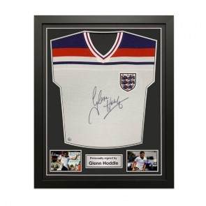 Glenn Hoddle Signed England 1982 Football Shirt. Standard Frame