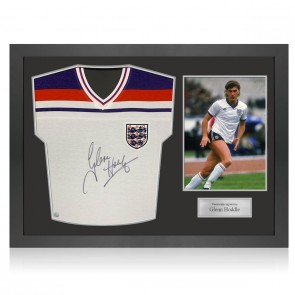 Glenn Hoddle Signed England 1982 Football Shirt. Icon Frame