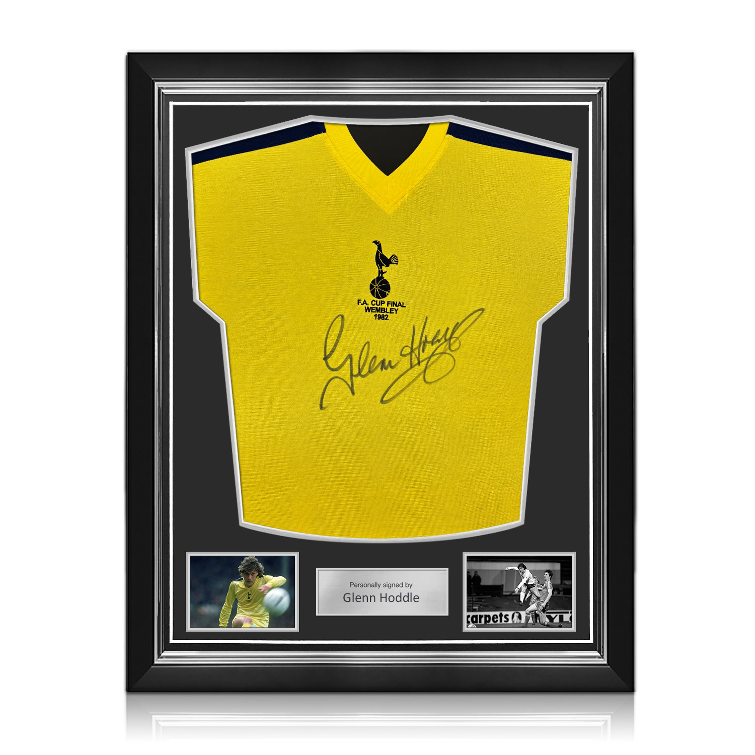 Glenn Hoddle Signed Tottenham Hotspur 1982 Away Football Shirt. Superior Frame