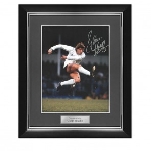 Glenn Hoddle Signed Tottenham Hotspur Football Photo: Volley. Deluxe Frame