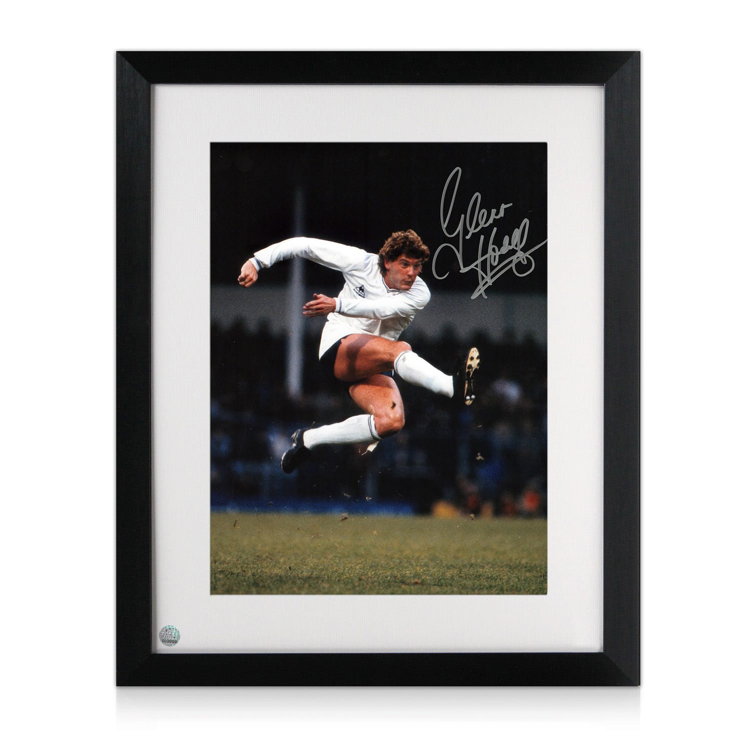 Glenn Hoddle Signed Tottenham Hotspur Football Photo: Volley. Framed