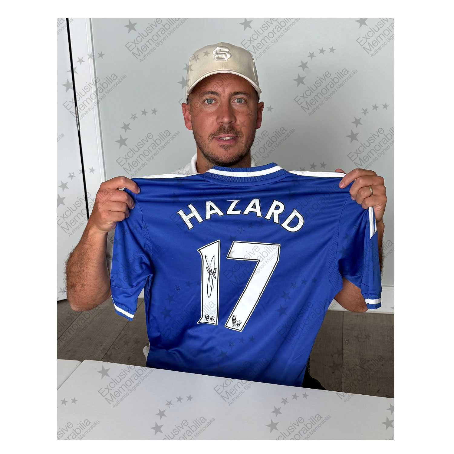 Eden Hazard Signed Original Chelsea 2013-14 Football Shirt (Original Print). Icon Frame