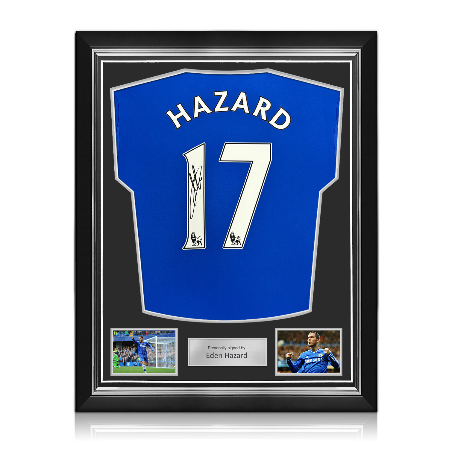 Eden Hazard Signed Original Chelsea 2013-14 Football Shirt (Original Print). Superior Frame
