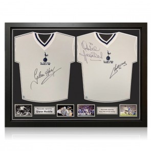 Glenn Hoddle, Ossie Ardiles & Ricky Villa Signed Tottenham Hotspur 1981 Football Shirts. Dual Frame