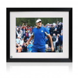 Ian Poulter Signed Ryder Cup Photo: Beating Dustin Johnson. Framed