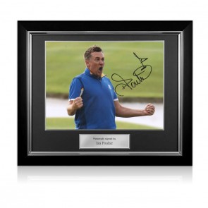 Ian Poulter Signed 2018 Ryder Cup Photograph: The Postman. Deluxe Frame