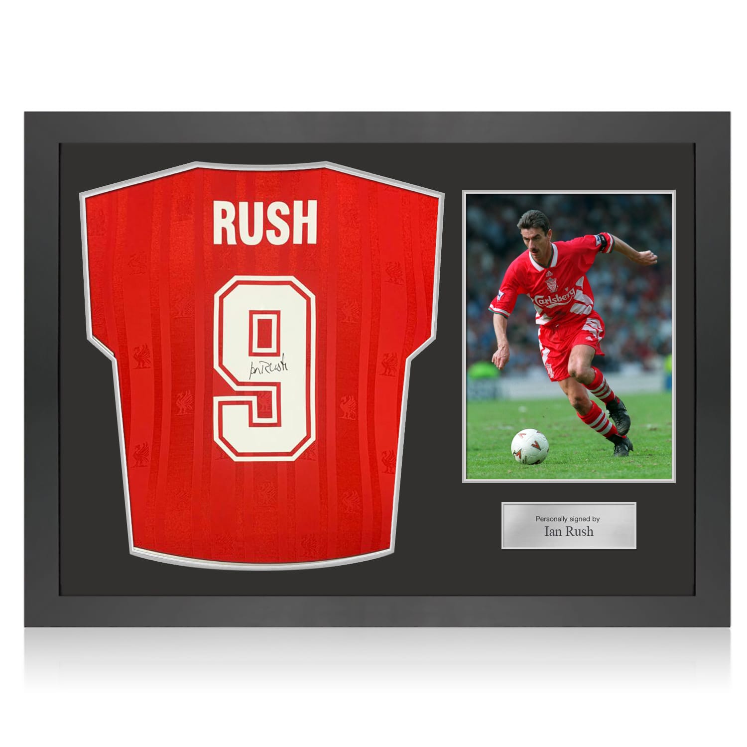 Ian Rush Back Signed Liverpool 1985-86 Football Shirt. Icon Frame