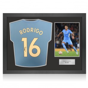 Rodri Signed Manchester City 2021-22 Football Shirt. Icon Frame