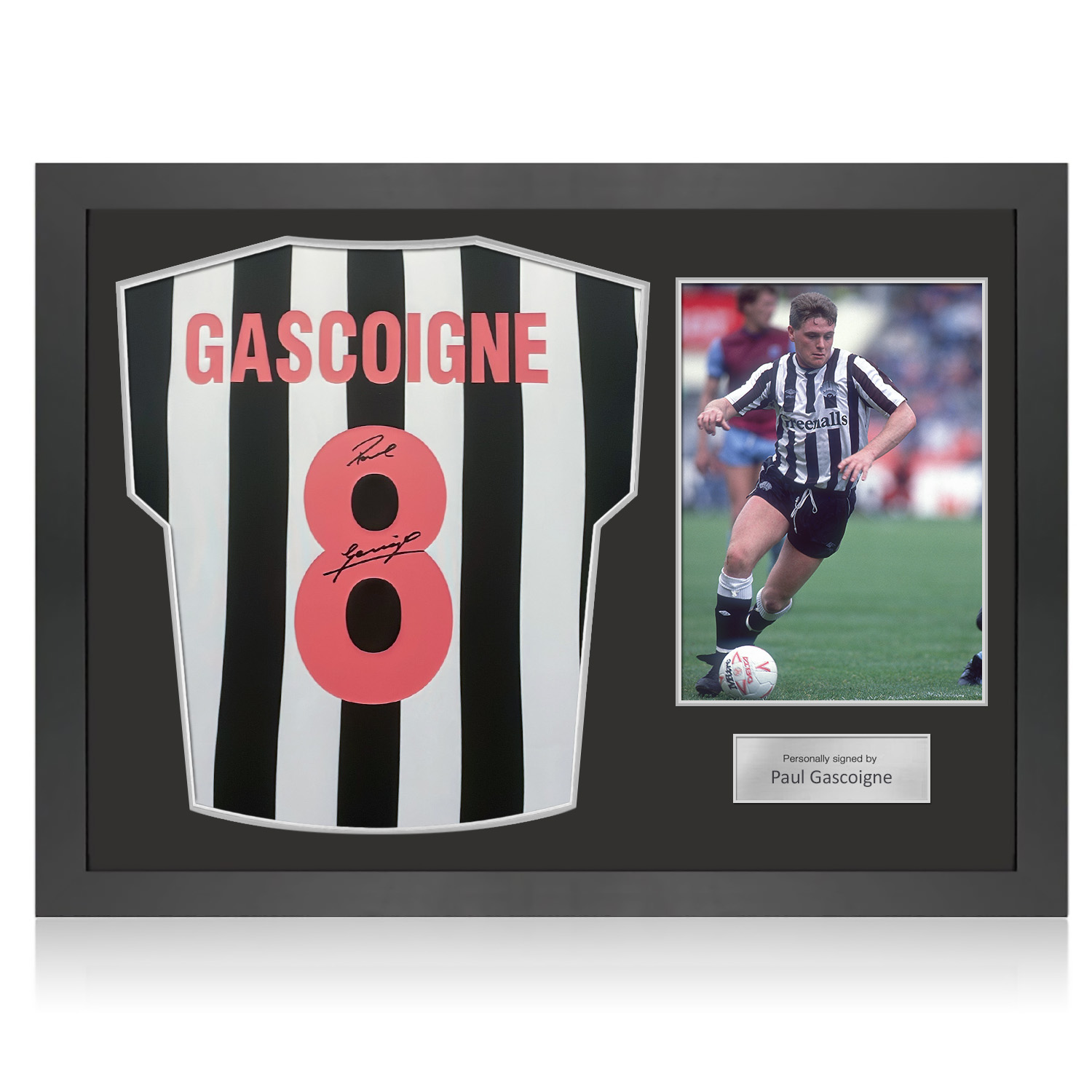Paul Gascoigne Signed Newcastle United 1984 Home Football Shirt. Icon Frame