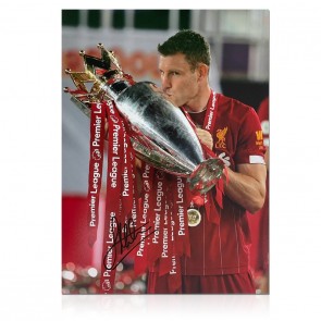 James Milner Signed Liverpool Football Photo: Premier League Trophy