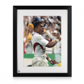 Jason Robinson Signed England Rugby Photo: World Cup Try Celebration. Framed