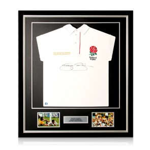 Jason Robinson Signed England Rugby Shirt. Deluxe Frame