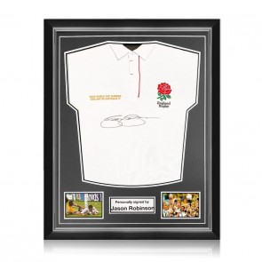 Jason Robinson Signed England Rugby Shirt. Superior Frame