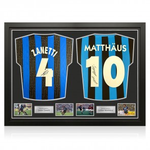 Javier Zanetti And Lothar Matthäus Signed Inter Milan Football Shirts. Dual Frame