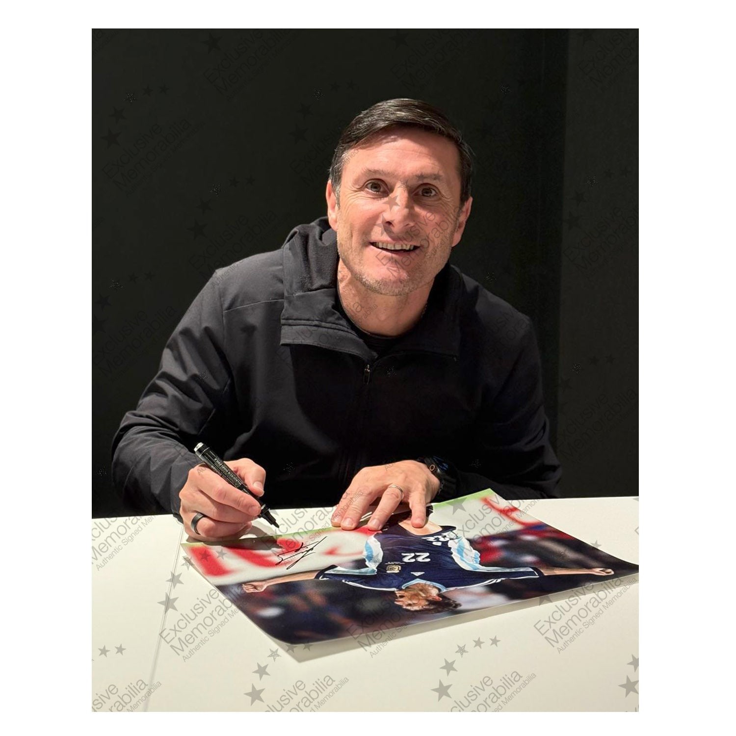  Javier Zanetti Signed Argentina Football Photo. Framed