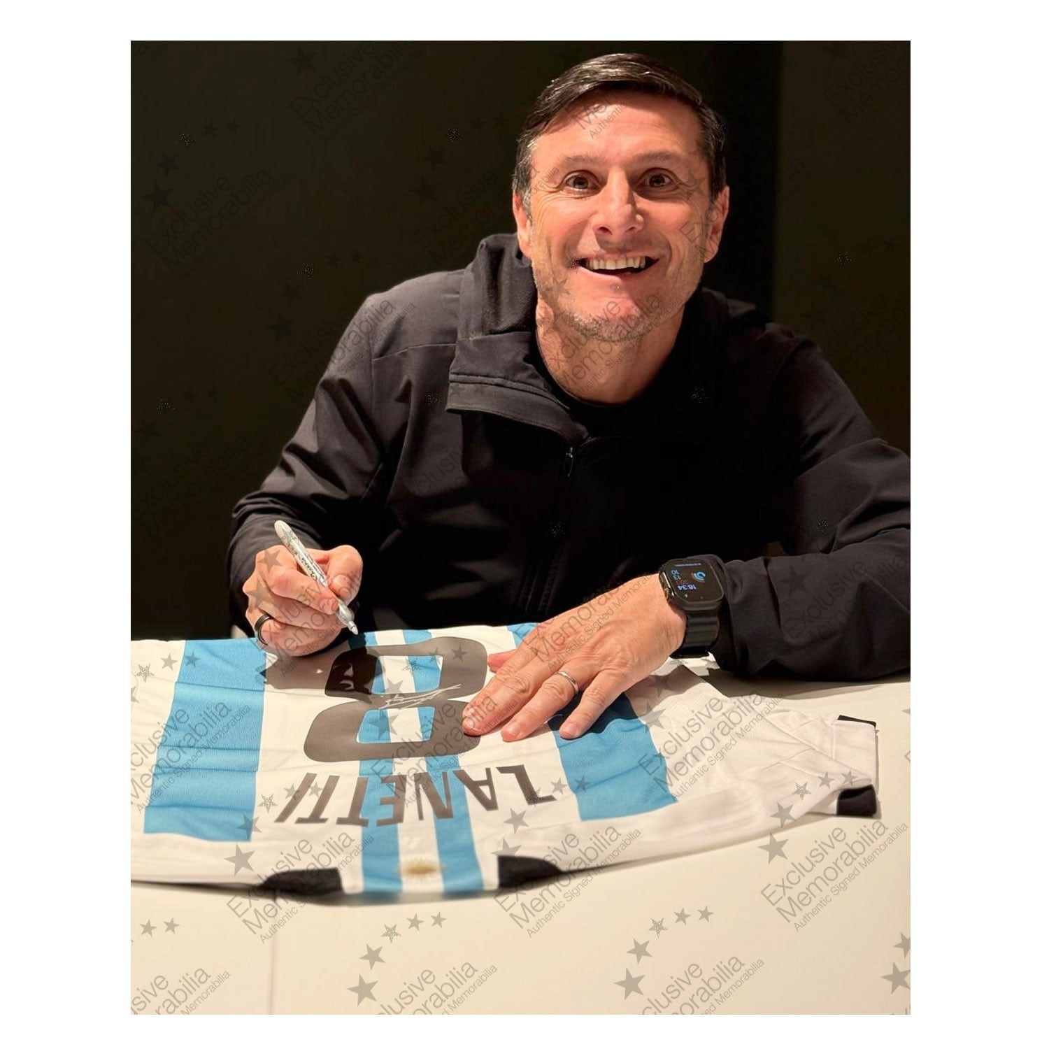 Javier Zanetti Signed Argentina 2022-23 Football Shirt. Superior Frame