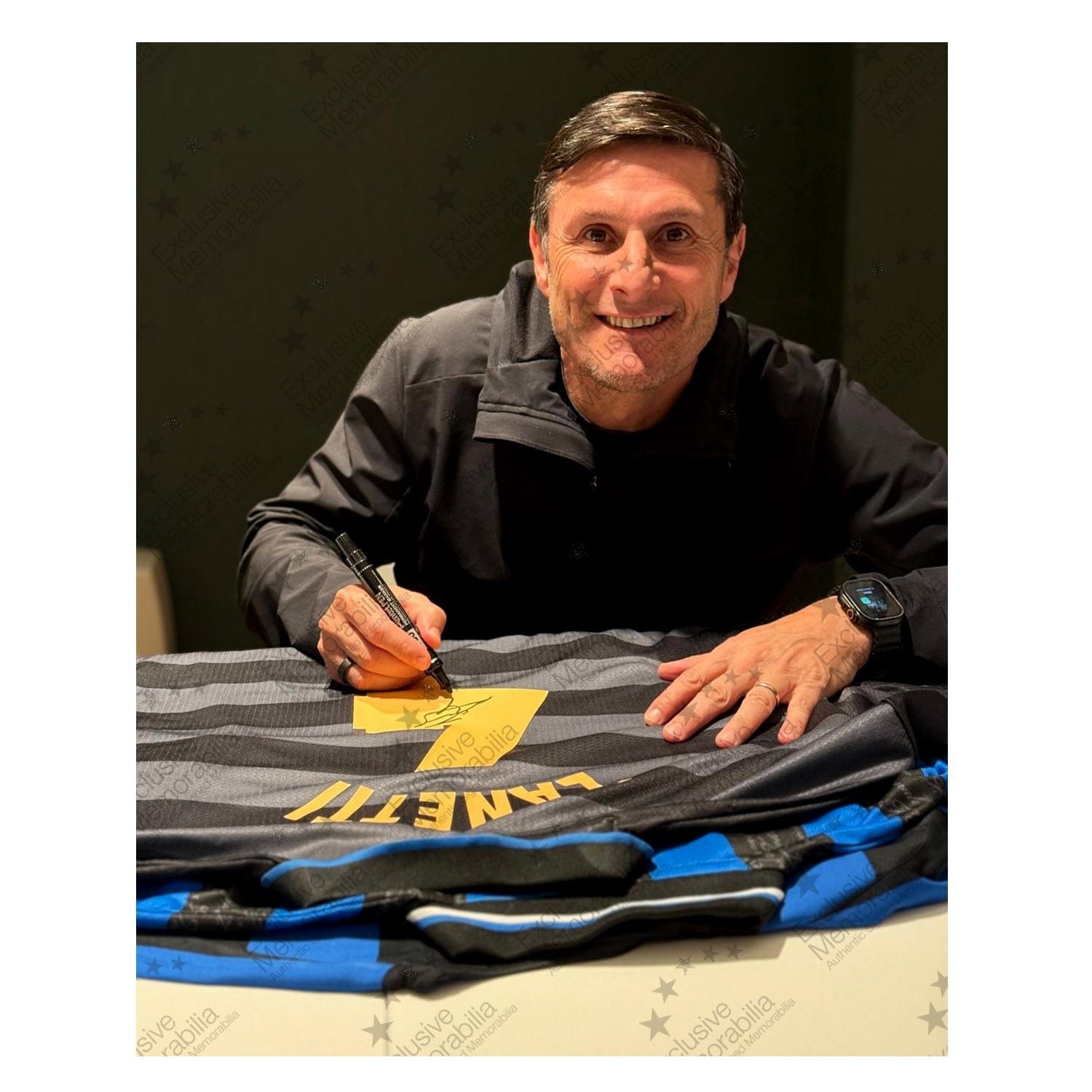 Javier Zanetti Signed Inter Milan 1998 UEFA Cup Final Shirt. Standard Frame