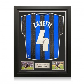 Javier Zanetti Signed 1998 Inter Milan Football Shirt. Standard Frame