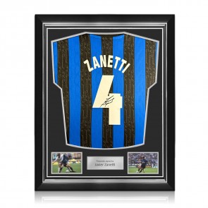 Javier Zanetti Signed Inter Milan 1998 Football Shirt. Superior Frame