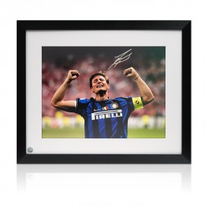 Javier Zanetti Signed Inter Milan Football Photo. Framed