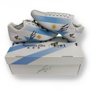 Javier Zanetti Signed Pantofola d'Oro Lazzarini x Pupi FG Albiceleste Football Boots (Pair)