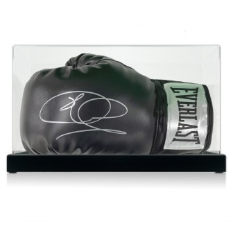 Joe Calzaghe Signed Black Boxing Glove. Display Case