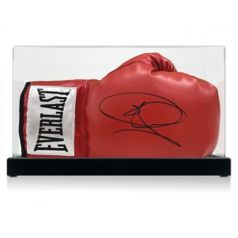 Joe Calzaghe Signed Red Boxing Glove. Display Case