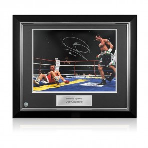 Joe Calzaghe Signed Boxing Photo: VS Mikkel Kessler. Deluxe Frame