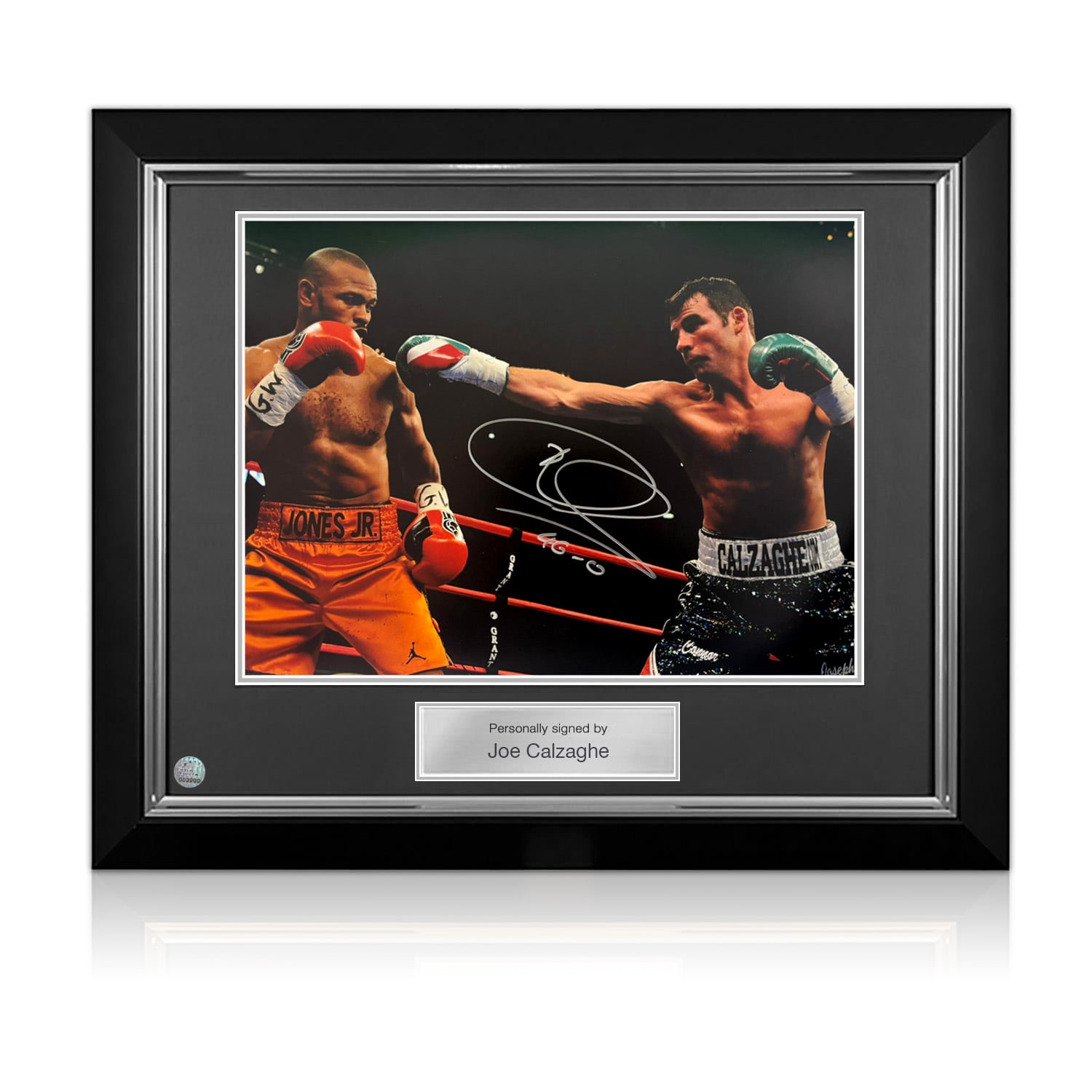 Joe Calzaghe Signed Boxing Photo: VS Roy Jones Jr. Deluxe Frame