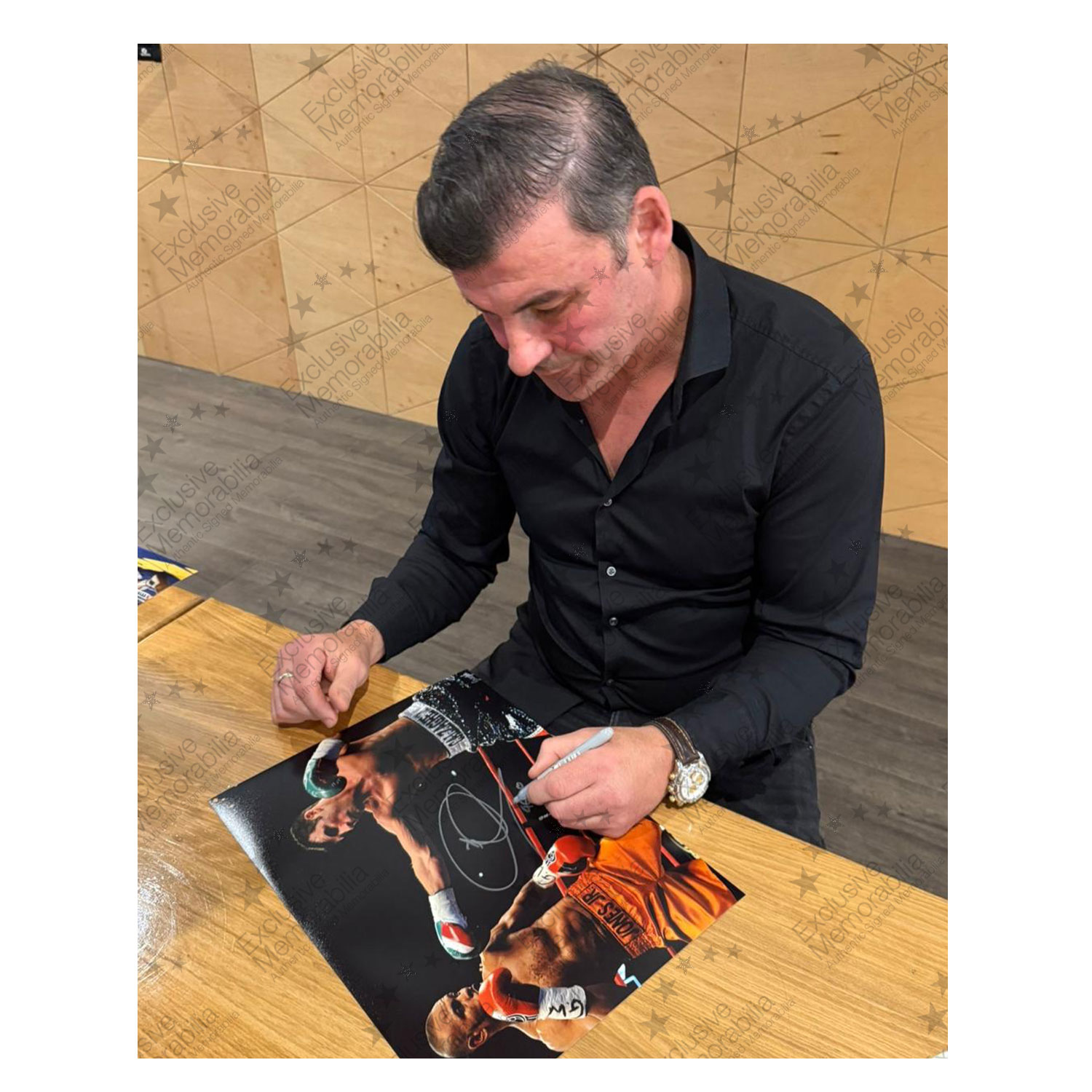 Joe Calzaghe Signed Boxing Photo: VS Roy Jones Jr. Deluxe Frame