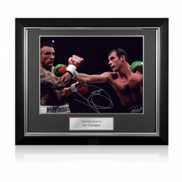 Joe Calzaghe Signed Boxing Photo: Fighting Mikkel Kessler. Deluxe Frame