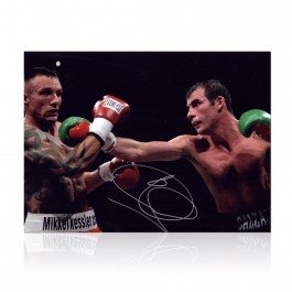 Joe Calzaghe Signed Boxing Photo: Fighting Mikkel Kessler