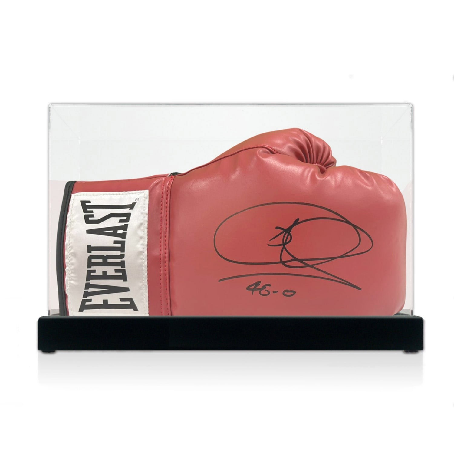  Joe Calzaghe Signed Red Boxing Glove. Display Case
