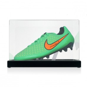 John Terry Signed Match Issue Football Boot: Green. Display Case