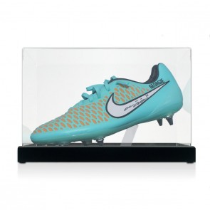 John Terry Signed Match Issue Football Boot: Turquoise - Georgie. Display Case