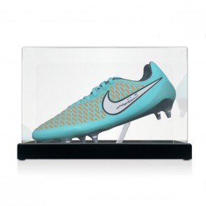 John Terry Signed Match Issue Football Boot: Turquoise. Display Case
