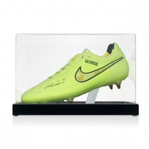 John Terry Signed Match Issue Football Boot: Yellow - Georgie. Display Case