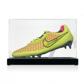 John Terry Signed Match Issue Football Boot: Yellow. Display Case