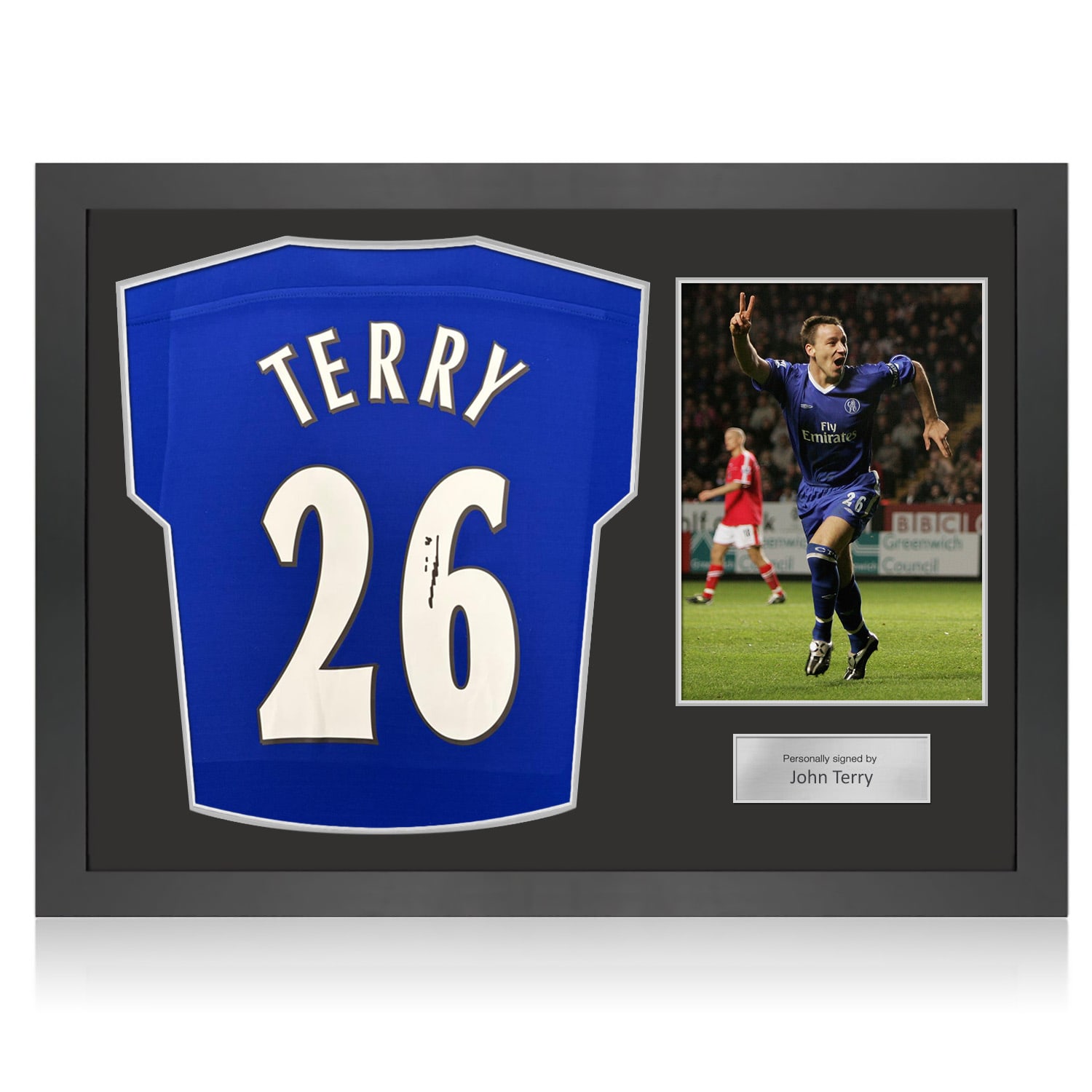 John Terry Signed Original Chelsea 2003-05 Home Football Shirt. Icon Frame