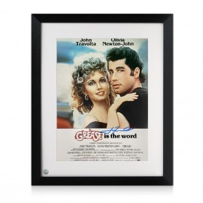John Travolta Signed Grease Film Poster. Framed