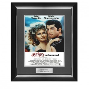 John Travolta Signed Grease Film Poster. Deluxe Frame