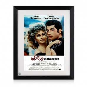 John Travolta Signed Grease Film Poster. Framed