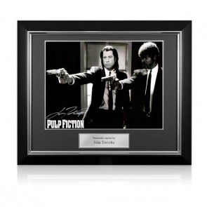 John Travolta Signed Pulp Fiction Poster: Divine Intervention Scene. Deluxe Frame