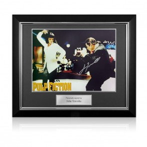 John Travolta Signed Pulp Fiction Film Photo: The Twist. Deluxe Frame