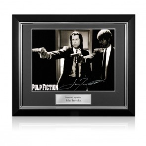 John Travolta Signed Pulp Fiction Poster: This Was Divine Intervention. Deluxe Frame