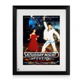 John Travolta Signed Saturday Night Fever Film Poster. Framed