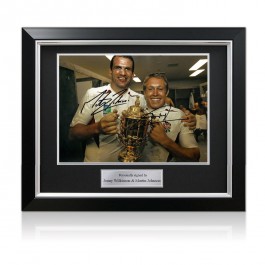 Jonny Wilkinson And Martin Johnson Signed 2003 Rugby World Cup Photo. In Deluxe Frame